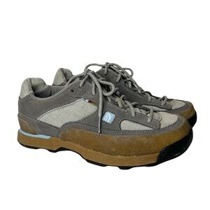 The North Face Hiking Shoes Leather Suede Upper Grey Blue Lace Up Low Cut Size 7
